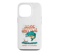 Funny Bass Fishing Boss Battle, Jeu rétro, Design Pixel Art Coque pour iPhone 13 Pro