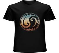 Funny Bass Guitar Clef Yin Yang Vintage for Bassist Bass Player Men's T Shirt Unisex Tee Black XXL