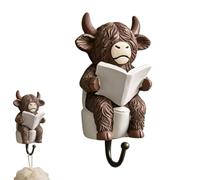 Funny Bathroom Hooks - Resin Cow Figurine Towel Hanger, Whimsical Farmhouse Wall Decor, Decorative Key & Loofah Holder, Cute Animal Robe Hook, Unique Kitchen Apron Hanger, Cow Lover Gift | For Home