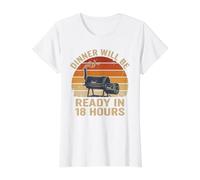 Funny BBQ Dad Fumoir Brisket Barbecue Rétro Coucher de Soleil Vintage T-Shirt Graphique avec Valeur