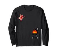 Funny BBQ Grilling Steak Jumping on Grill Manche Longue