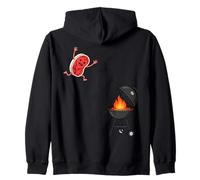 Funny BBQ Grilling Steak Jumping on Grill Sweat à Capuche