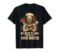 Funny BBQ Skeleton Chef My Meat to Mouth Smoker Barbecue T-Shirt