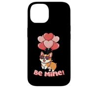 Funny Be Mine Valentines Day Heart Balloons Corgi Dog Lover Coque pour iPhone 14