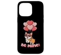 Funny Be Mine Valentines Day Heart Balloons Corgi Dog Lover Coque pour iPhone 14 Pro Max