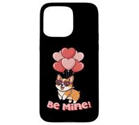 Funny Be Mine Valentines Day Heart Balloons Corgi Dog Lover Coque pour iPhone 15 Pro Max