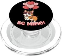Funny Be Mine Valentines Day Heart Balloons Corgi Dog Lover PopSockets PopGrip pour MagSafe
