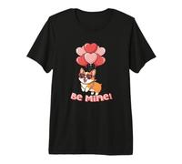 Funny Be Mine Valentines Day Heart Balloons Corgi Dog Lover T-Shirt Haut de Gamme