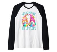 Funny Beach Gnomes for Women Life is Better in Flip Flops Manche Raglan