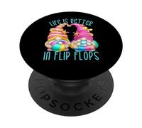 Funny Beach Gnomes for Women Life is Better in Flip Flops PopSockets PopGrip Adhésif