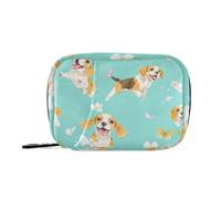 Funny Beagle Dogs Turquoise Organiseur de Médicaments avec Compartiments Amovibles, Organiseur de Pilules Portable pour Sac à Main