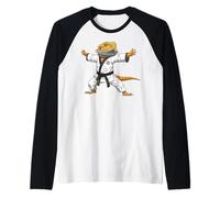 Funny Bearded Dragons Doing Karate Samurai Ninja Lizard Manche Raglan