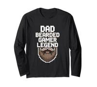 Funny Bearded Gamer Dad Gaming Dad Beard Legend Father's Day Manche Longue