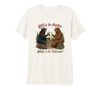 Funny Bears Red est pour Les Chasseurs, tandis Que White est pour Les pêcheurs Pun T-Shirt Haut de Gamme