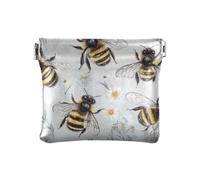 Funny Bees Mini sac de maquillage étanche en cuir PU pour femme Argenté, Funny Bees Silver, 1 size, Impression artistique