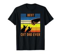 Funny Best Cat Dad Ever Vintage Retro Cat Fist Bump T-Shirt