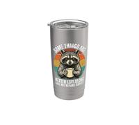 Funny Better Left Alone Like Me Before Coffee Raccoon Coffee Gobelet isotherme en acier inoxydable double paroi