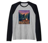 Funny Bigfoot a attrapé Mon Jeu de Mots à Hot-Dog de Wiener Camping Manche Raglan