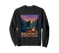 Funny Bigfoot a attrapé Mon Jeu de Mots à Hot-Dog de Wiener Camping Sweatshirt