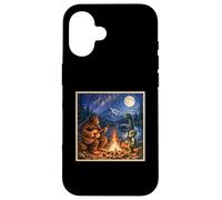 Funny Bigfoot Camping Alien Nessie Sasquatch Campfire Art Coque pour iPhone 16