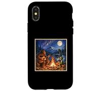 Funny Bigfoot Camping Alien Nessie Sasquatch Campfire Art Coque pour iPhone X/XS