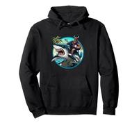 Funny Bigfoot Riding a Shark : Hilarous Sasquatch Sweat à Capuche