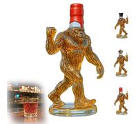 Funny Bigfoot Whiskey Bottle, Engraved Bigfoot Shaped Whiskey Glass, Unique Decanter with Rebellious Finger, for Rustic Bar, Lodge & Cabin Decor (Red hat)