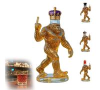 Funny Bigfoot Whiskey Bottle, Engraved Bigfoot Shaped Whiskey Glass, Unique Decanter with Rebellious Finger, for Rustic Bar, Lodge & Cabin Decor (crown)