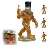 Funny Bigfoot Whiskey Bottle, Engraved Bigfoot Shaped Whiskey Glass, Unique Decanter with Rebellious Finger, for Rustic Bar, Lodge & Cabin Decor (Black hat)