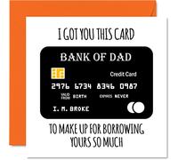 Funny Birthday Cards for Dad - Bank of Dad - Joke Happy Bithday Card for Dad from Son Daughter, Father Banter Birthday Gifts, 145mm x 145mm Father's Day Greeting Cards Gift for Daddy Papa