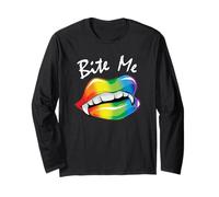 Funny Bite Me Halloween Costume Vampire Lips LGBTQ+ Pride Manche Longue