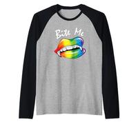 Funny Bite Me Halloween Costume Vampire Lips LGBTQ+ Pride Manche Raglan