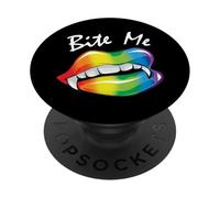 Funny Bite Me Halloween Costume Vampire Lips LGBTQ+ Pride PopSockets PopGrip Adhésif
