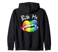 Funny Bite Me Halloween Costume Vampire Lips LGBTQ+ Pride Sweat à Capuche