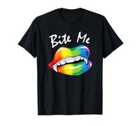 Funny Bite Me Halloween Costume Vampire Lips LGBTQ+ Pride T-Shirt