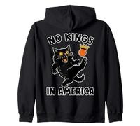 Funny Black Cat Kicking Crown No Kings America Democracy Sweat à Capuche