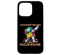 Funny Blocks Bricks Toy Achievement Unlocked Master Builder Coque pour iPhone 15 Pro Max