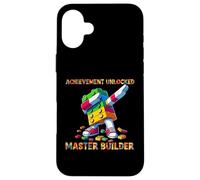 Funny Blocks Bricks Toy Achievement Unlocked Master Builder Coque pour iPhone 16 Plus