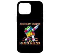 Funny Blocks Bricks Toy Achievement Unlocked Master Builder Coque pour iPhone 16 Pro Max