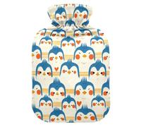 Funny Blue Animals Bouillotte avec housse souple 1 L pour soulager la douleur