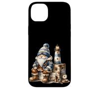 Funny Boat Captain GNOME on Vintage Suitcase and Lighthouse Coque pour iPhone 14 Plus