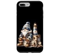 Funny Boat Captain GNOME on Vintage Suitcase and Lighthouse Coque pour iPhone 7 Plus/8 Plus