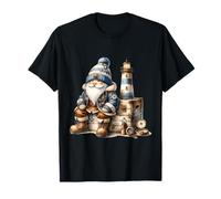 Funny Boat Captain GNOME on Vintage Suitcase and Lighthouse T-Shirt