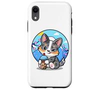Funny Boba Bubble Tea Cherry Sakura Blue Merle Corgi Lover Coque pour iPhone XR