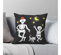 Funny Bones Retro Tv Cartoon Taie d'oreiller Carré Polyester Lin Velours Creative Zip Décoratif Chambre Housse de Coussin