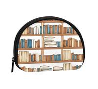 Funny Book Shelf Collection and Ladder Plein Format Imprimé Polyester Portable Mini Sac de Rangement Coquille Portefeuille Portefeuille Petit Sac de Rangement Coquille, Noir , Taille unique