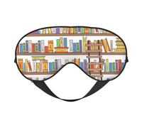 Funny Book Shelf Collection and Ladder Print Women Men Double-Face Adjustable Strap Eyeshade Sleep Travel Relax Masque Occultant pour les Yeux