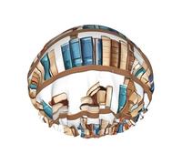 Funny Book Shelf Collection Bonnet de douche doublé double couche pour femme Réutilisable