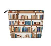 Funny Book Shelf Collection Trousse de maquillage simple couche en lin, légère et mignonne, facile à utiliser, Noir , Taille unique