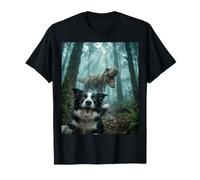 Funny Border Collie Chien T-Rex Dinosaure Chase Selfie T-Shirt
